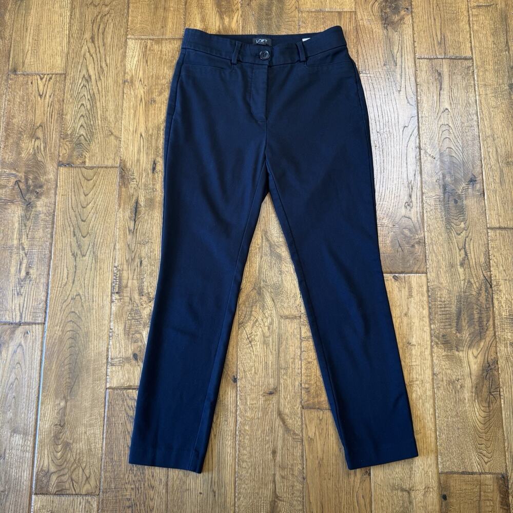 LOFT Petites The Skinny Ankle Pant Womens 0P Black Mid Rise Casual Career